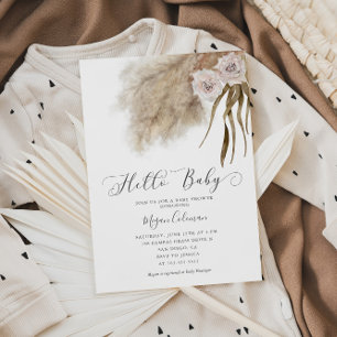Boho Pampas Grass Girl Baby Shower Einladung