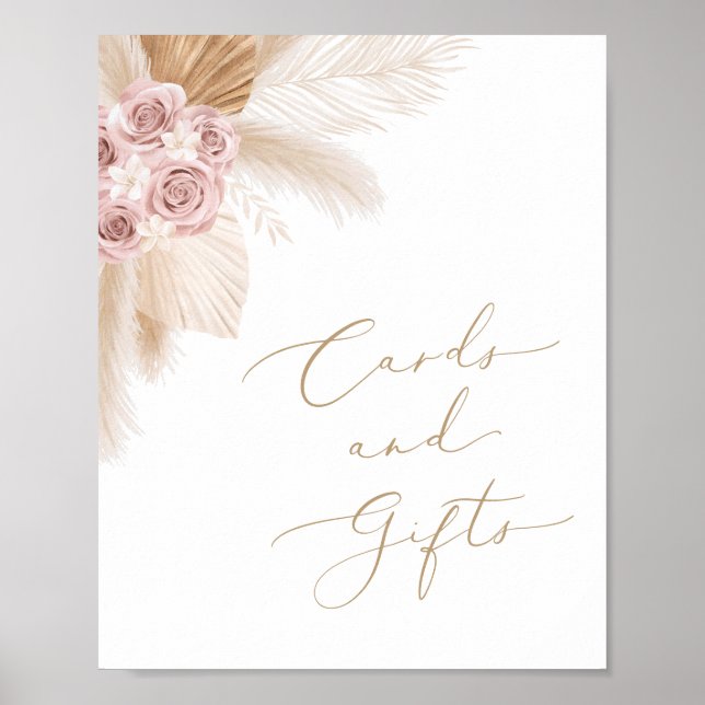 Boho Pampas Grass Girl Babyduschkarten und Geschen Poster (Vorne)