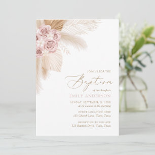 Boho Pampas Grass Girl Taufe Einladung