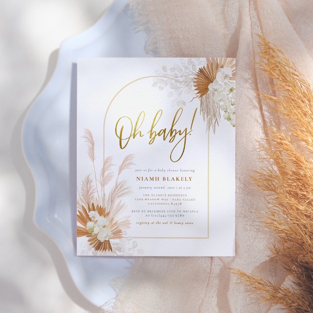 Boho Pampas Grass Gold Girl Baby Dusche (Von Creator hochgeladen)