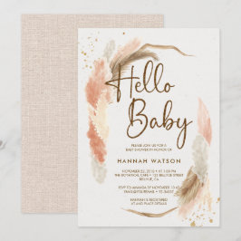 Boho Pampas Grass Hello Baby Shower Einladung