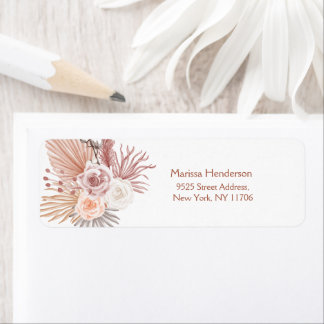 Boho Pampas Grass Hochzeit Rückkehr-Adresse Etiket