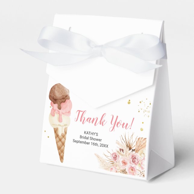 Boho Pampas Grass Ice Creme Party Geschenkschachtel (Vorderseite)