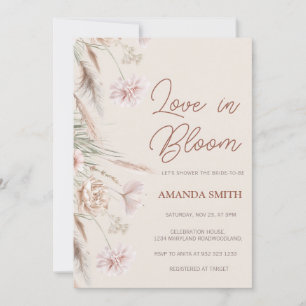 Boho Pampas Grass Liebe in Bloom Brautparty Einladung