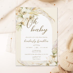 Boho Pampas Grass Moderne Baby shower Invitation