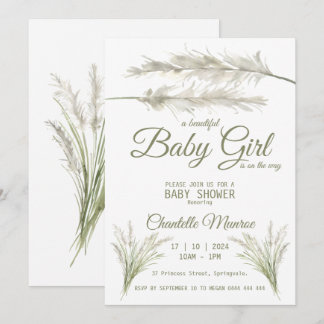 Boho Pampas Grass Moderne Bohemische Babydusche Einladung