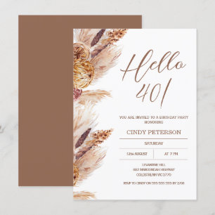 Boho Pampas Grass moderne Invitation Anniversaire