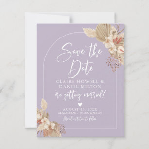 Boho Pampas Grass Mute Lavender Save the Date