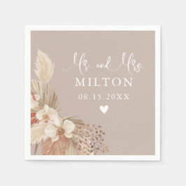 Boho Pampas Grass Neutrals Hochzeit Serviette