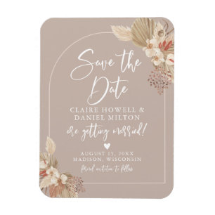 Boho Pampas Grass Neutrals Save the Date Magnet