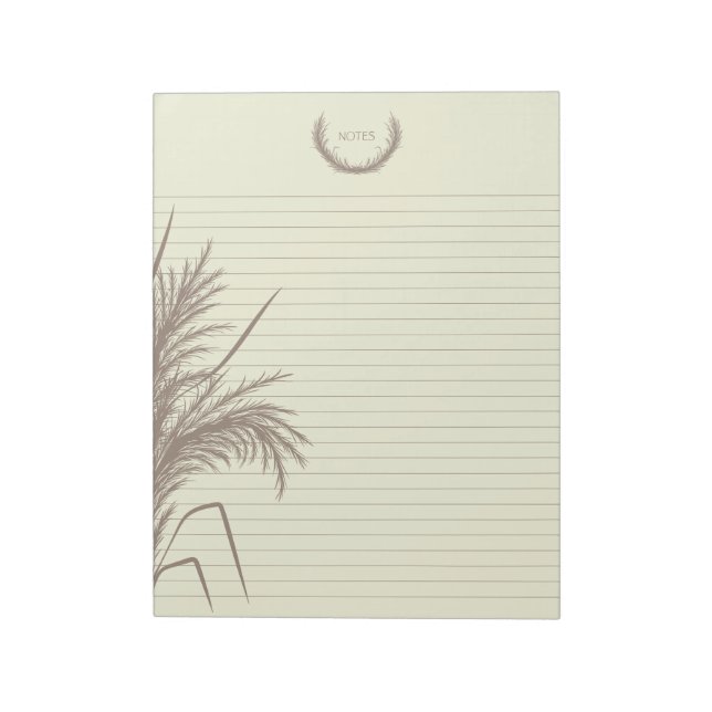 Boho Pampas Grass Notes mit Textade Notizblock (Rotiert)