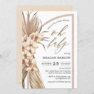 Boho Pampas Grass Oh Baby shower Invitation
