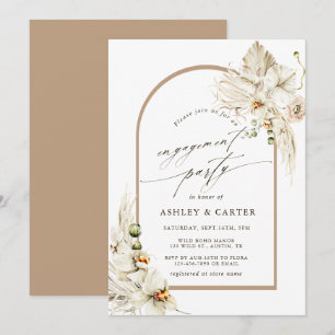 Boho Pampas Grass Orchid Floral Engagement Party Einladung