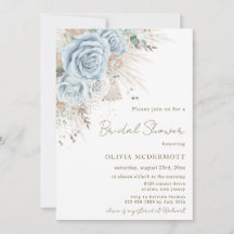 Boho Pampas Grass Pastel Blue Floral Brautparty
