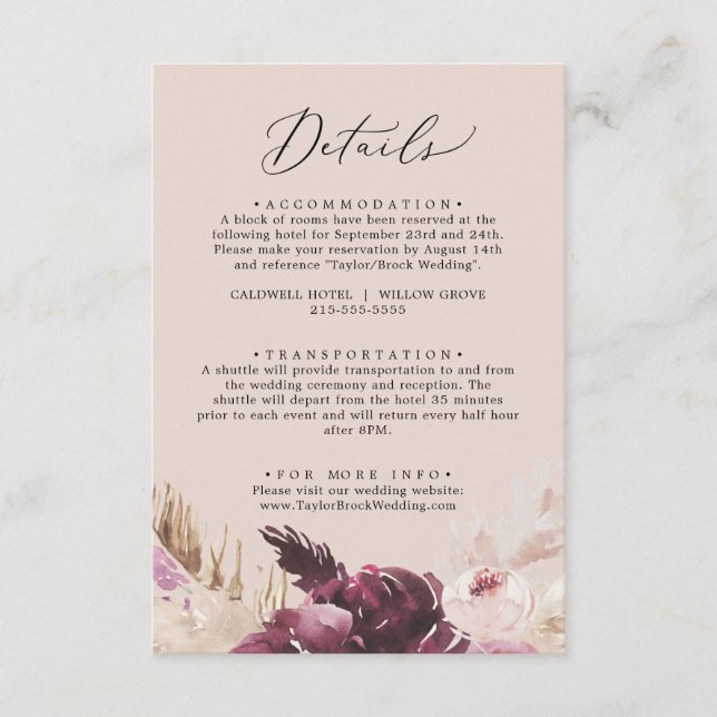Boho Pampas Grass | Peach Details Umschließungskar Begleitkarte (Vorderseite)