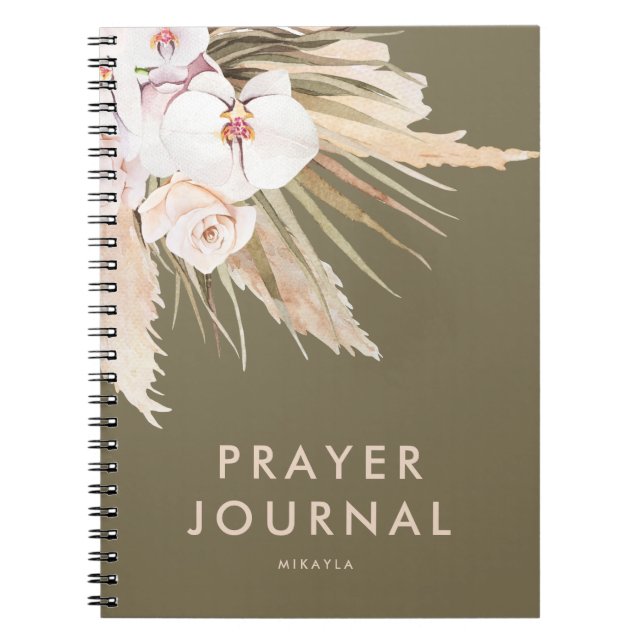 Boho Pampas Grass Personalisiert Prayer Journal Notizblock (Vorderseite)