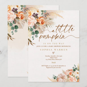 Boho Pampas Grass Pumpkin Baby Dusche Terracotta Einladung