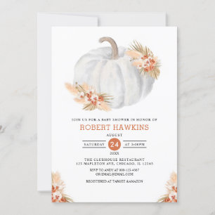 Boho Pampas Grass Pumpkin Baby Shower Einladung