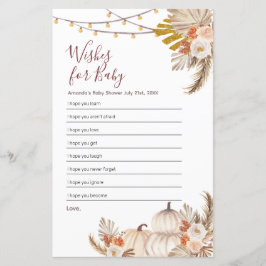 Boho Pampas Grass Pumpkin wünscht sich Baby