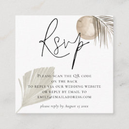 Boho Pampas Grass QR Code Wedding RSVP Begleitkarte