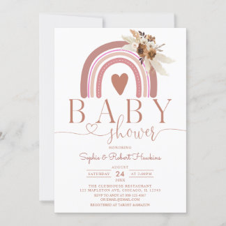 Boho Pampas Grass Rainbow Baby Shower Einladung