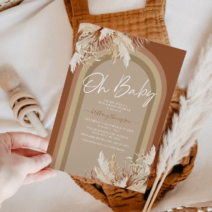 Boho Pampas Grass Rainbow Baby shower Invitation