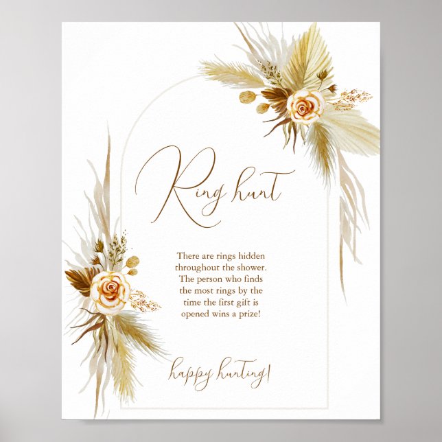 Boho pampas grass ring jagt Brautparty Poster (Vorne)