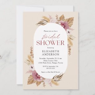 Boho Pampas Grass Rose Gold Einladung