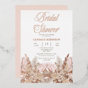 Boho Pampas Grass Rose Rosa Brautparty Folieneinladung