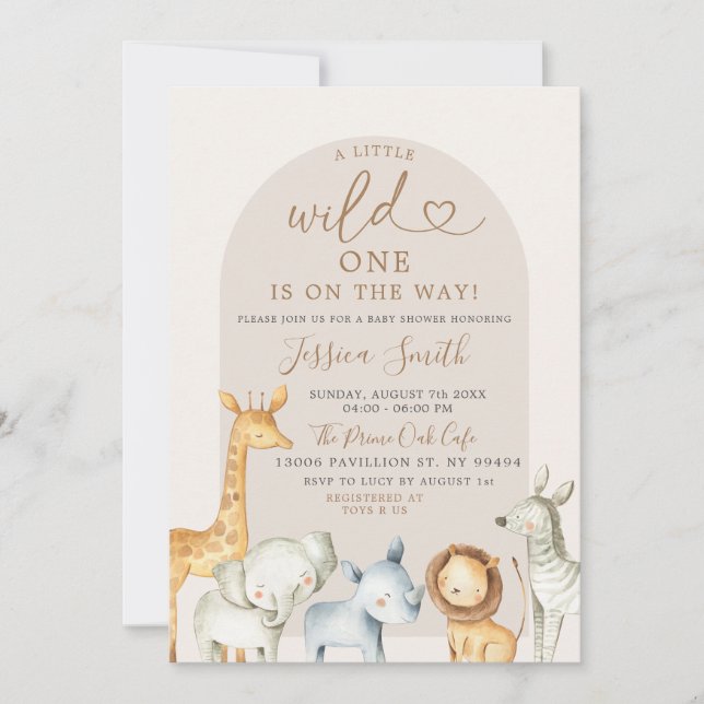 Boho Pampas Grass Safari Wild One Baby Shower Invi Einladung (Vorderseite)