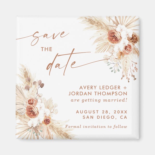 Boho Pampas Grass Save the Date Magnet (Devant)