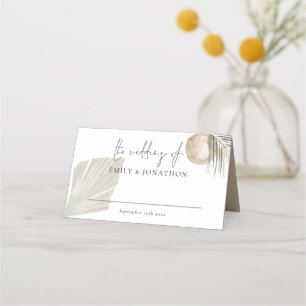 Boho Pampas Grass Script-Namen Datum Hochzeit Platzkarte