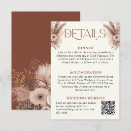 Boho Pampas Grass Terracotta Hochzeit Details Begleitkarte