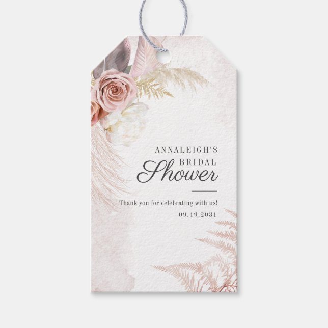 Boho Pampas Grass Terracotta Script Brautparty Geschenkanhänger (Vorderseite)