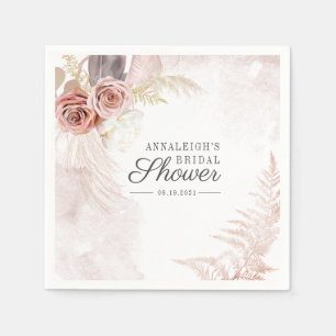 Boho Pampas Grass Terracotta Script Brautparty Serviette