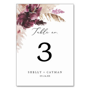 Boho Pampas Grass Tischnummer