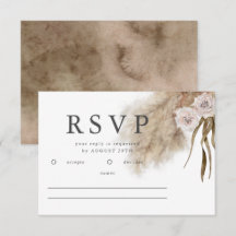 Boho Pampas Grass Watercolor Wedding RSVP