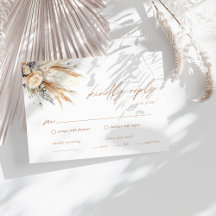 Boho Pampas Grass Wedding RSVP Enclosure Card