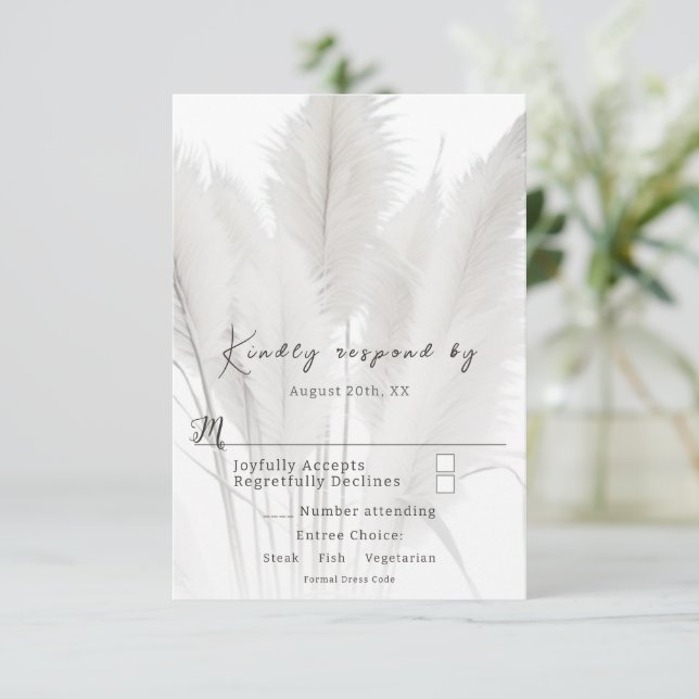 Boho Pampas Grass Wedding RSVP Karte (Stehend Vorderseite)