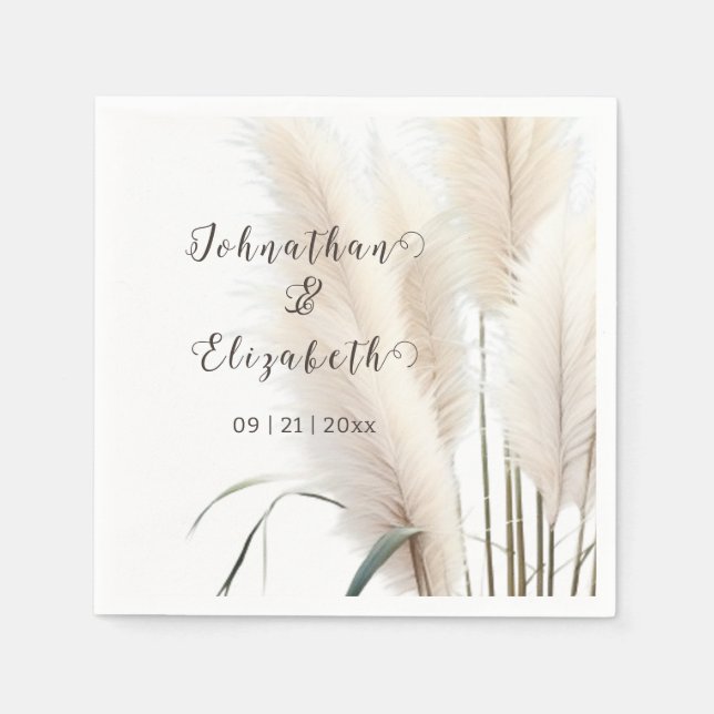 Boho Pampas Grass Wedding Serviette (Vorderseite)