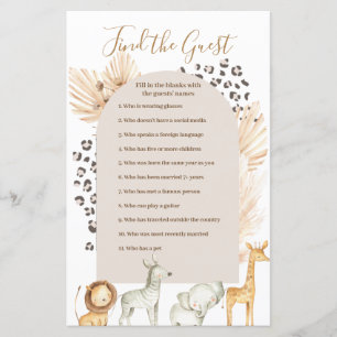 Boho Pampas Grass Wild Animals Finden Sie das Gast