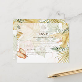 BOHO Pampas Grass Yellow Wedding Postcard Postkarte