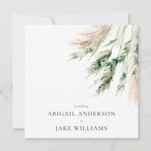 Boho Pampas & Greenery Minimalistische quadratisch Einladung