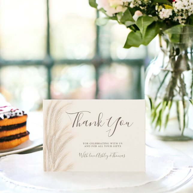 Boho pampas herbe beige merci baby shower (Boho pampas grass beige thank you baby shower)