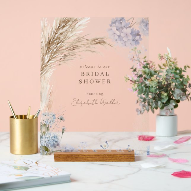 Boho Pampas Icy Blue Bridal Shower (Mariage)