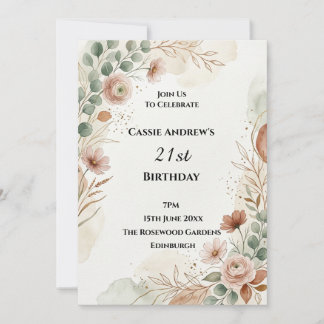 Boho Pampas Meilenstein-Geburtstag Einladung