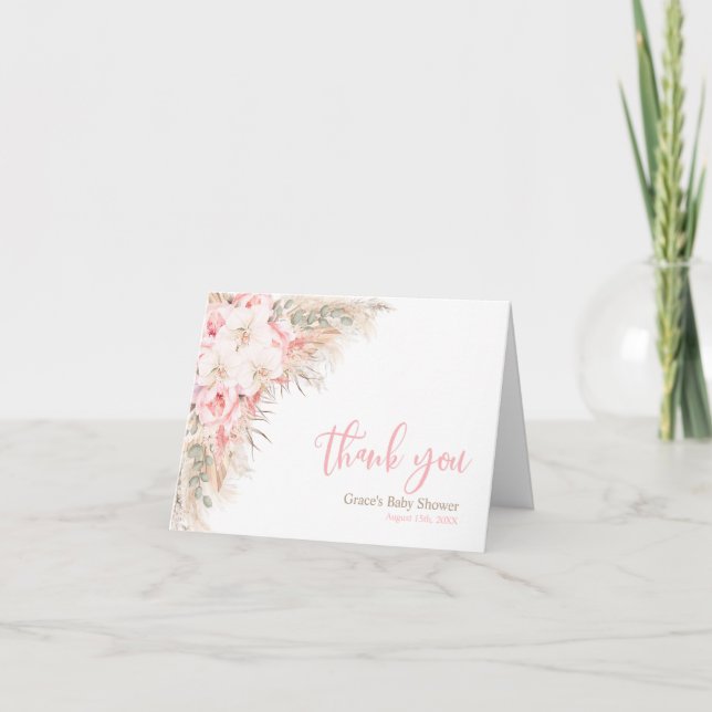 Boho Pampas Orchidées Peonies Merci Baby shower (Devant)