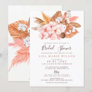 Boho Pampas Orchids Cotton Blush Brautparty Einladung