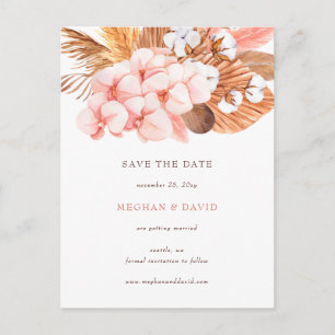 Boho Pampas Orchids Cotton Blush Save the Date Ankündigungspostkarte