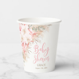 Boho Pampas Orchids Peonies Neutral Baby Shower Pappbecher